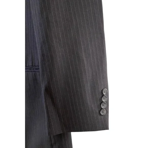 Joseph & Feiss 40S Dark Gray Pinstriped 100% Wool 2 Btn Blazer Sport Coat Jacket - Picture 3 of 7